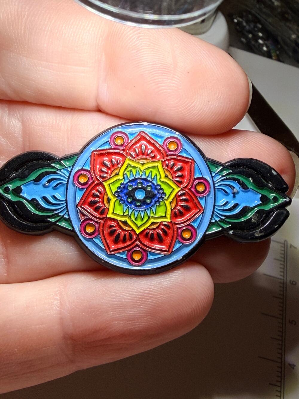 SlothSteady Mandala Lotus Flower Colorful Enamel Lapel Hat Pin Double Post